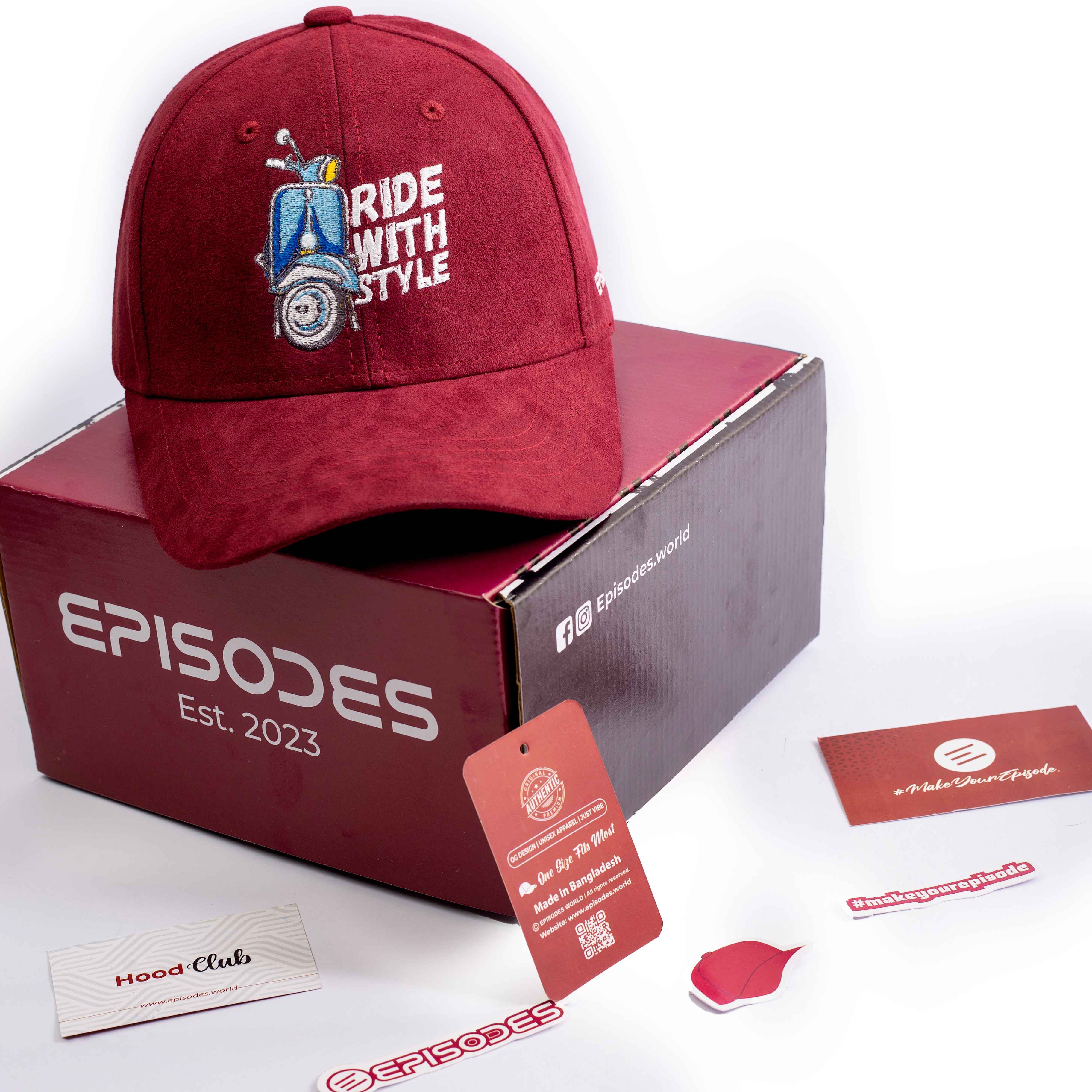 Episodes Ride with Style Maroon Suede Cap